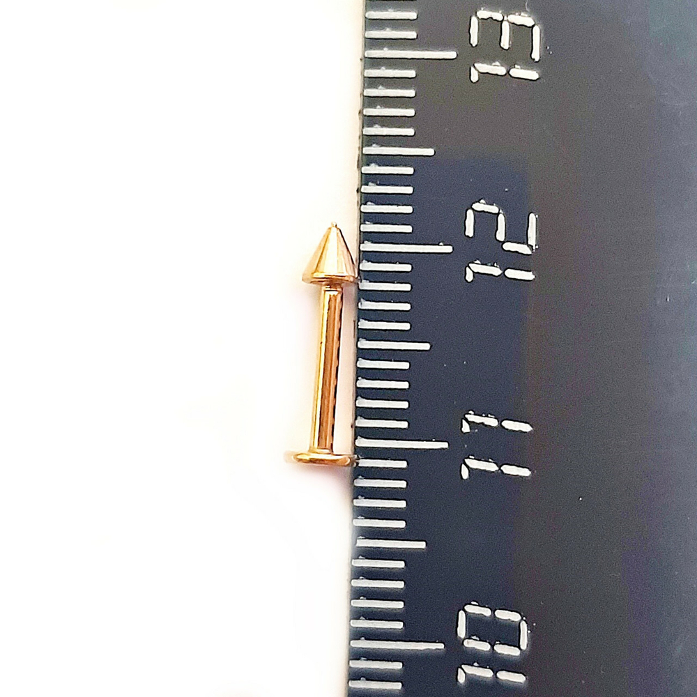 Лабрет 8 мм для пирсинга губы с конусом 3 мм, толщиной 1,2 мм. Медицинская сталь, золотое покрытие.