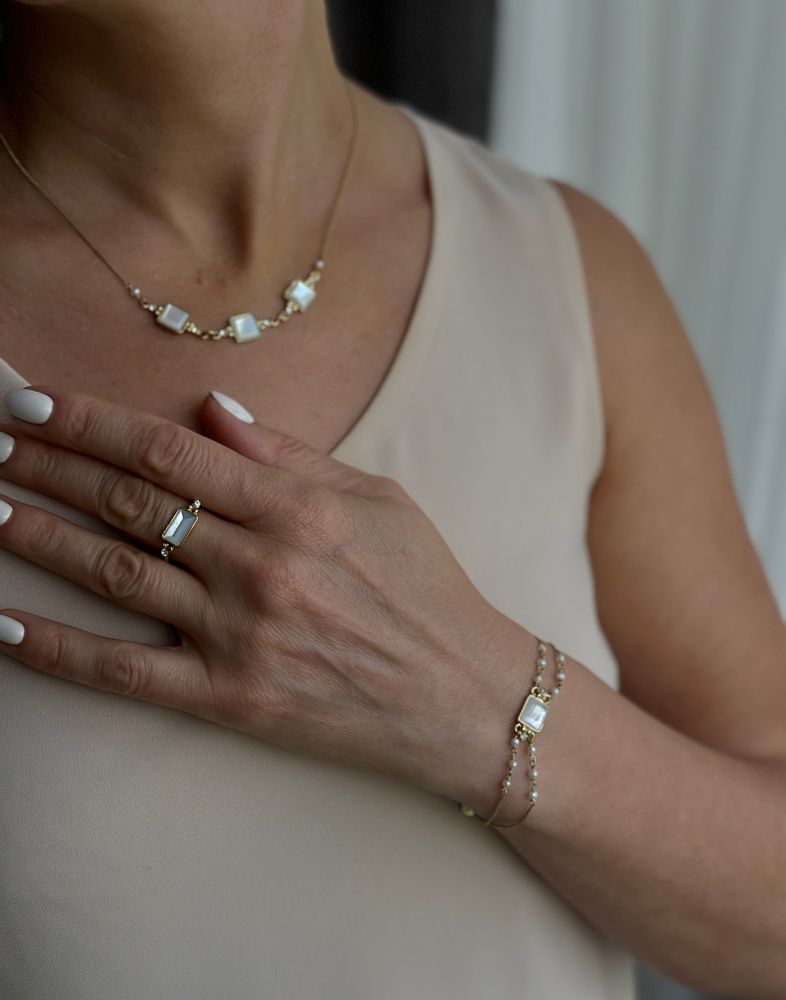 Кольцо Franck Herval, Louise, разъемное, с кристаллами Swarovski и перламутром