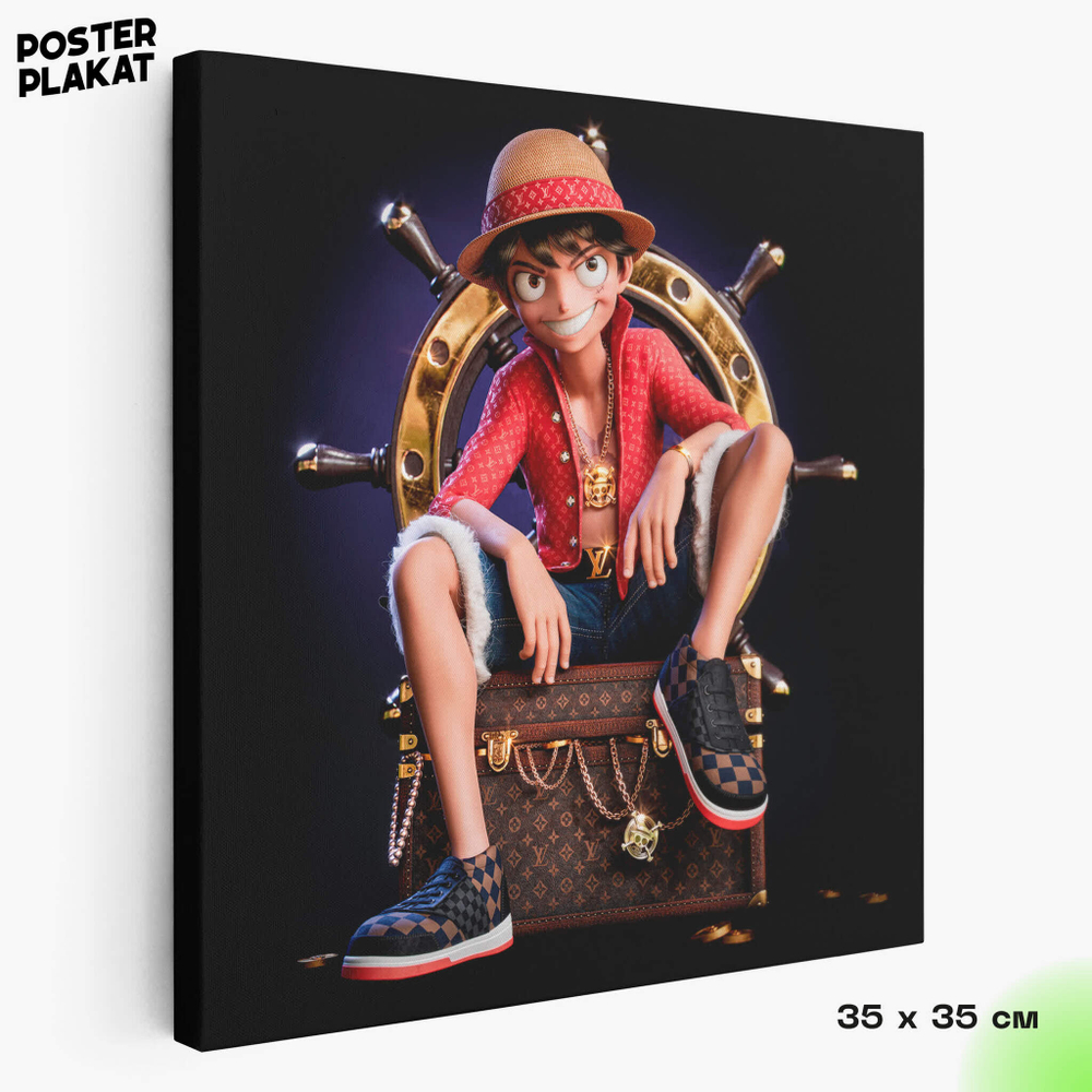 Картина для интерьера Манки Д Луффи, персонаж манги и аниме One Piece Большой куш, холст с печатью на подрамнике, на стену, Постер Плакат