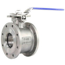 Stainless steel ball valve Elephant BV.CF.Fp.316.200 290 psi, full port, compact flanged connection Class 150, with ISO 5211 mounting pad and handle