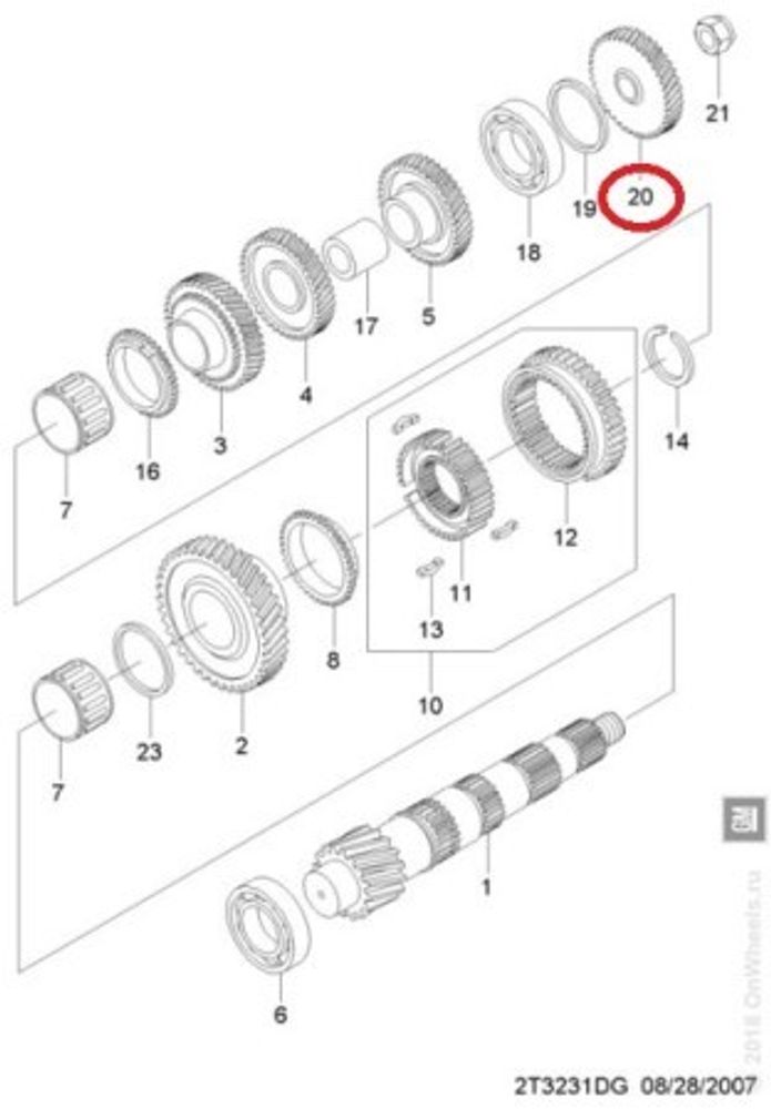 Кор. Chevrole Aveo Daewoo Matiz Шестерня 5 передачи (General Motors)