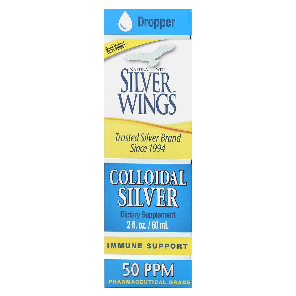 Natural Path Silver Wings, Коллоидное серебро, 50 част. / Млн, 60 мл (2 жидк. унц.)