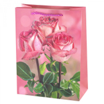 Пакет подарочный бумажный Alingar, (XL) 31х40х12 см, вертикальный, "Нежный букет", мат. ламинация, глиттер, ассорти