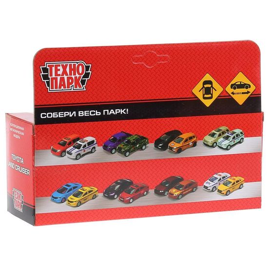 Машина металл TOYOTA LAND CRUISER длина 12,5 см, двери, инерц, черный, кор. Технопарк