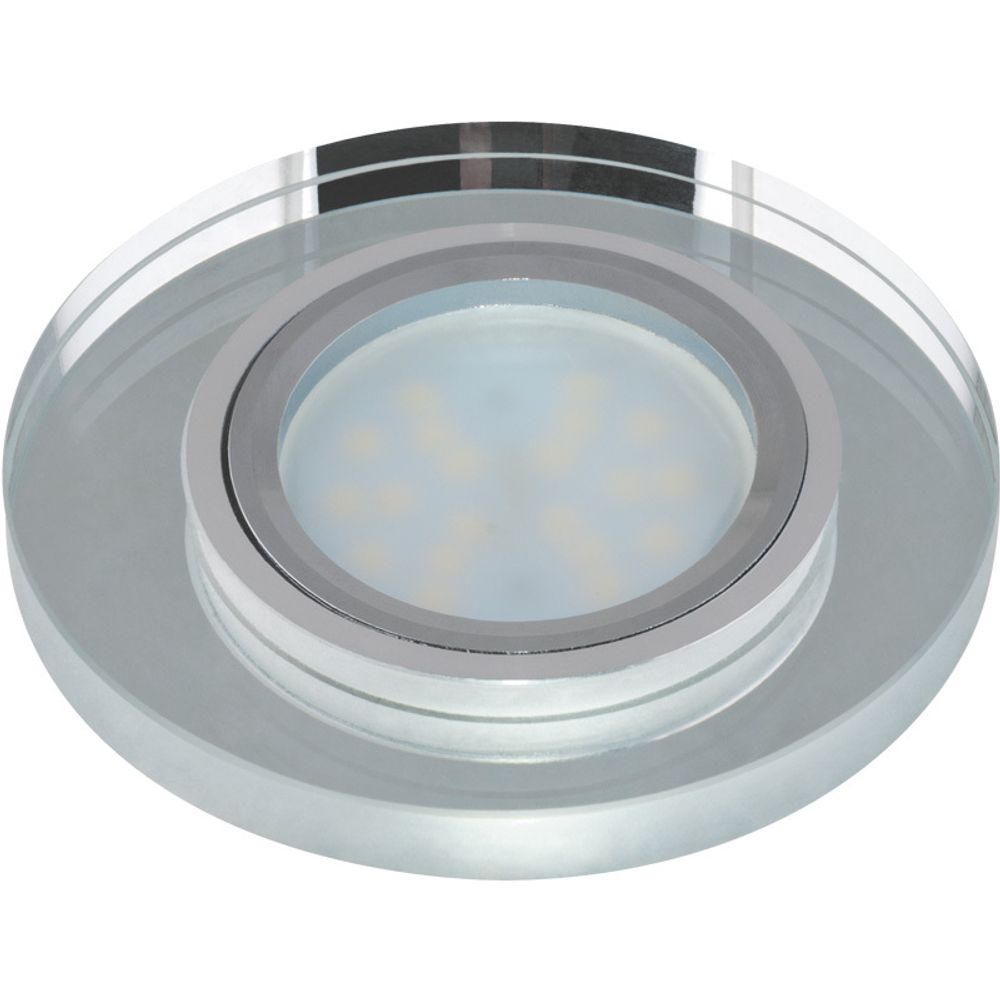 DLS-P106 GU5.3 CHROME/SILVER Светильник декоративный встраиваемый ТМ Fametto, серия Peonia. Без лампы, цоколь GU5.3. Основание металл, цвет хром.