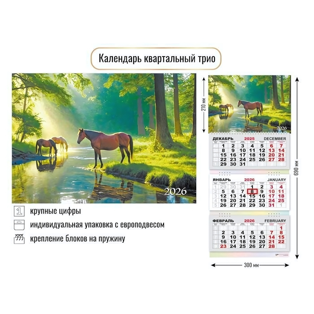 Календарь трио 2026 символ года (Квадра)