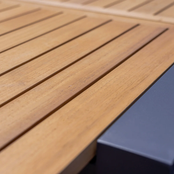 Nora-Andy 10N2R, комплект обеденной мебели антрацит/натуральный, алюминий/тик