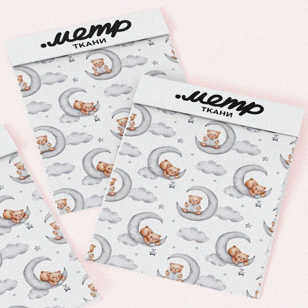 Ткань бязь медвежонок на полумесяце