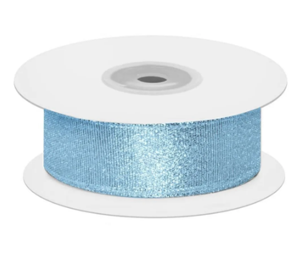 Лента Парча (1,2 см*22,85 м) Мерцающий блеск Голубой Металлик