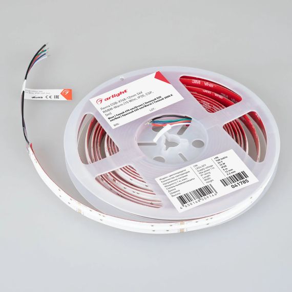 Светодиодная лента Arlight 15W/m 768LED/m CSPSMD теплый белый + разноцветный 5М COB-X768-12mm 24V 041785
