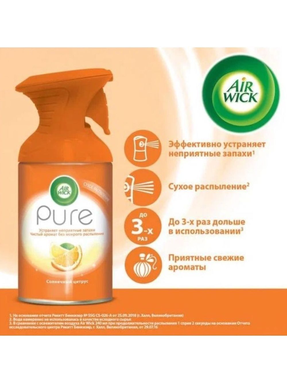 Освежитель воздуха Air Wick Pure Солнечный цитрус 250 мл – купить за 464 ₽  | Shvabra24 - товары для дома и красоты