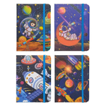 Блокнот детский Basir на резинке, формат А6, серия "Космос", переплет 7БЦ, 14.5*10.5 см, 80 листов,ассорти