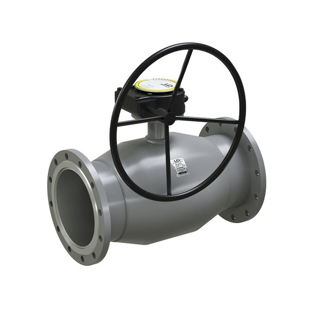 Кран стальной шаровой цельносварной LD Regula, DN-150 PN-25, длина-380мм, стандартнопроходной, фланцевый с редуктором