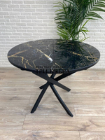 Стол круглый стеклянный "Чёрный мрамор"