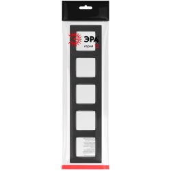 Рамка для розеток и выключателей ЭРА Серия 12 12-5205-06 на 5 постов, Классик, чёрный