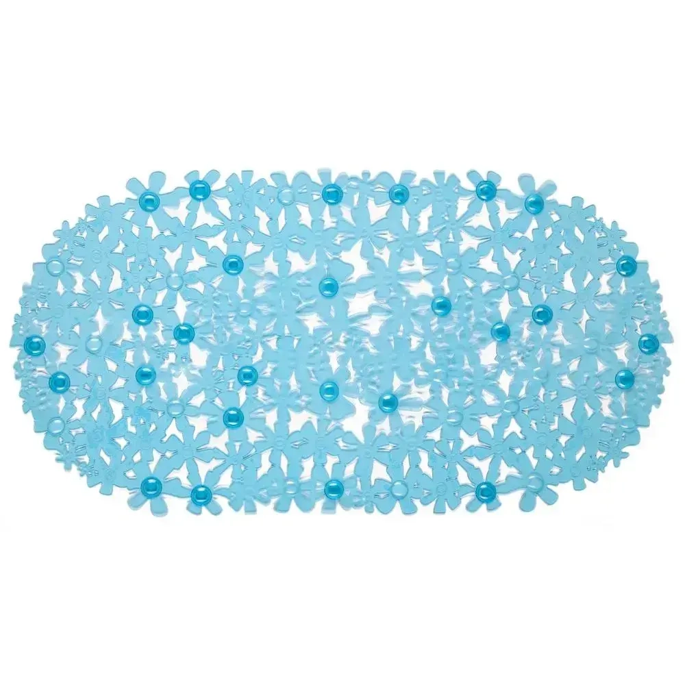 Коврик противоскользящий в ванную Цветы 66см, голубой ЦБ-00-2959