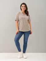 Блузка БЛ-122/экрю-орнаментголубой