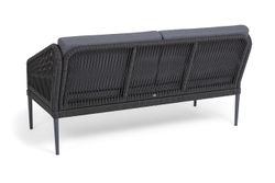 "Канны" лаунж-зона 4-местная (разборная) из роупа со столиком "Диего" цвета "серый гранит", роуп темно-серый круглый, ткань темно-серая