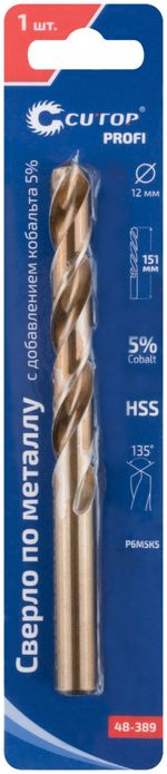 48-389 Сверло по металлу CUTOP Profi с кобальтом 5% 12 x 151 мм (1шт/уп)