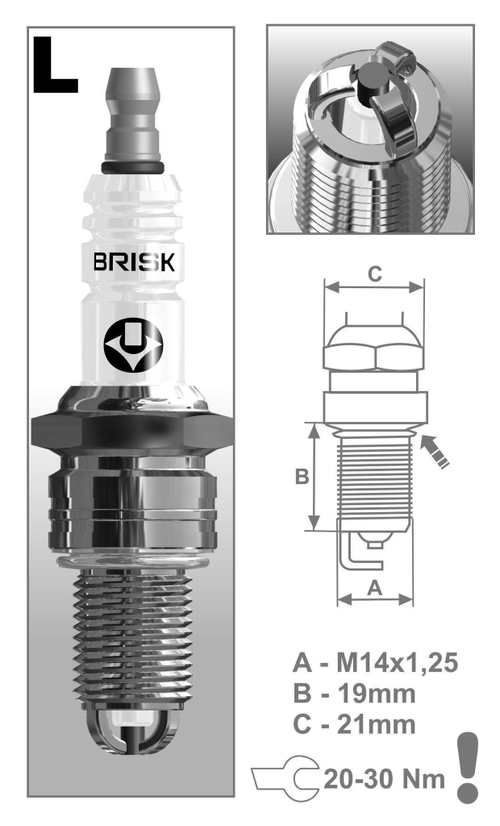Свечи BRISK Extra 3-х электр. 2101/08 (медн.) (4шт) EXTRA / 1323 / LR15TC /
