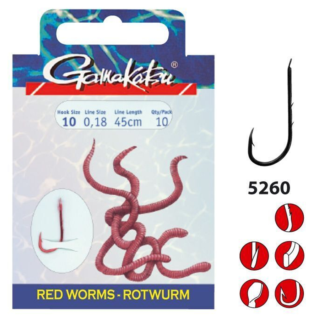Крючок Gamakatsu Hook BKS-5260R Red Worm 45 см №04 d0.25