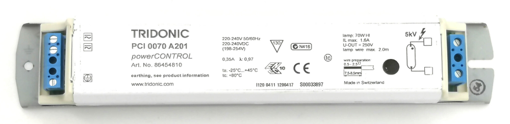 ЭПРА Tridonic PCI HI 0070 A201 220-240V 50/60HZ 86454810 (--)