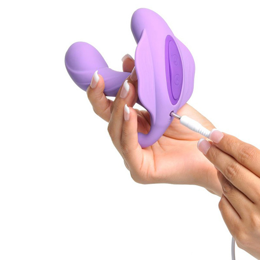 Фиолетовый вибромассажер 11,4см для зоны G с пультом и функцией нагрева ДУ PipeDream Fantasy for G-Spot Stimulate Her Vibe in Purple 4929-12