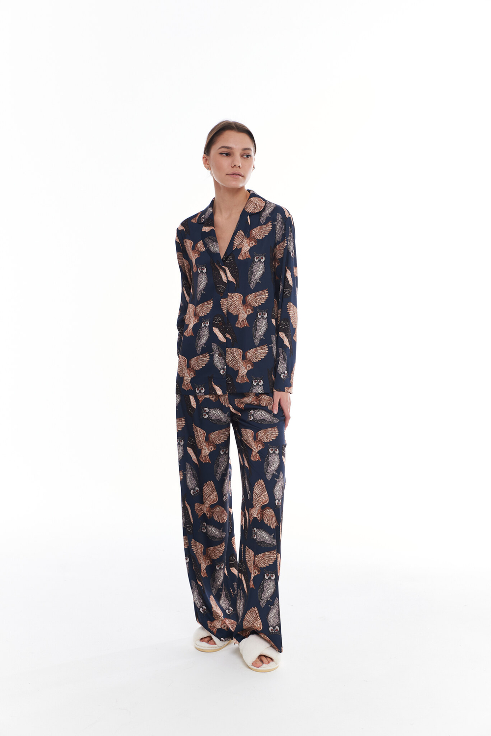 Шелковая блуза с совами