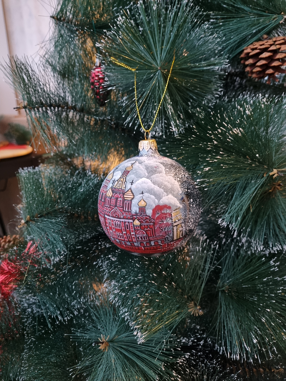 Шар стеклянный "Спас на крови",  ручная роспись