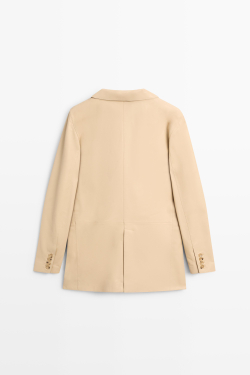 Massimo Dutti Блейзер из кожи наппа, ванильный