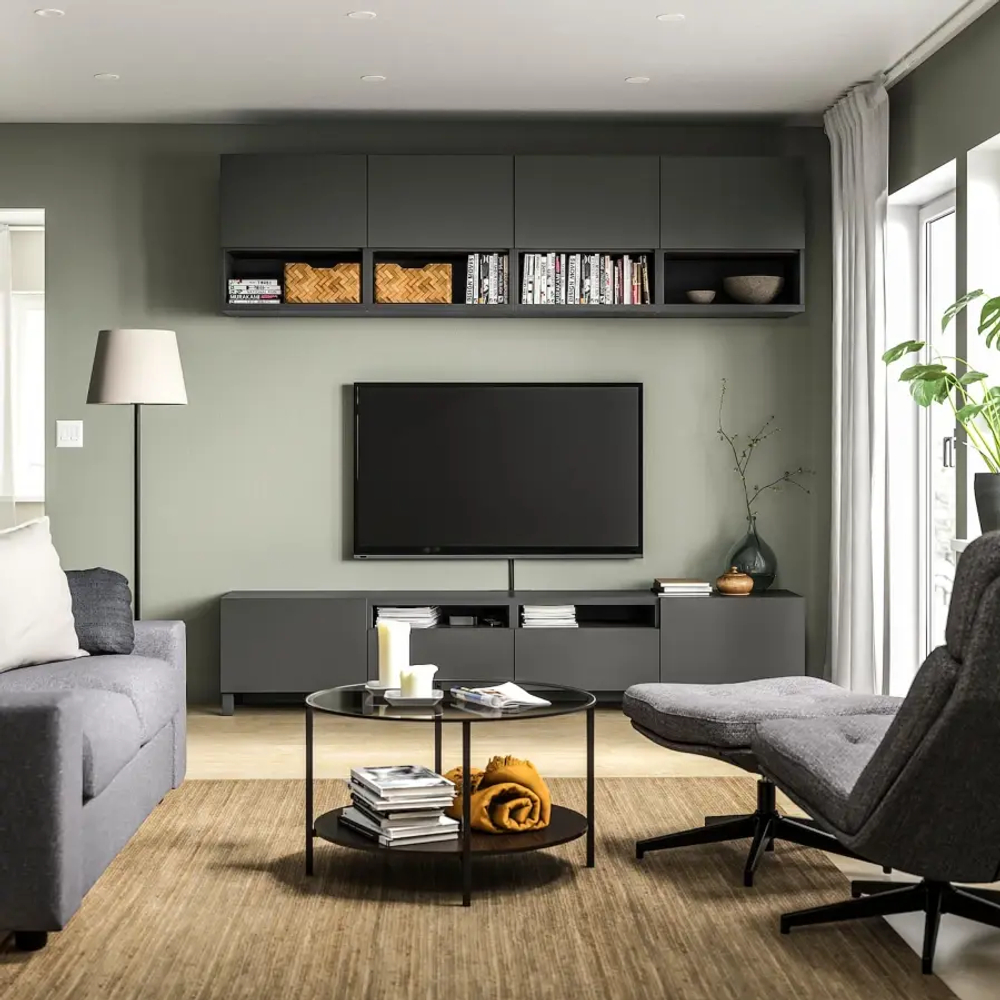 Комплект мебели д/гостиной  - IKEA BESTÅ/BESTA, 230x42x240см, темно-серый, БЕСТО ИКЕА