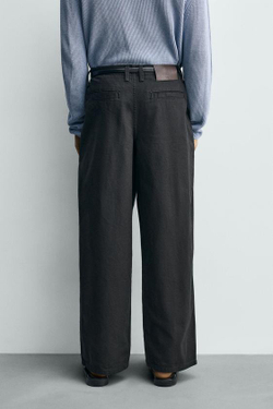 ZARA БРЮКИ WIDE FIT СО СКЛАДКАМИ, КОРИЧНЕВЫЙ