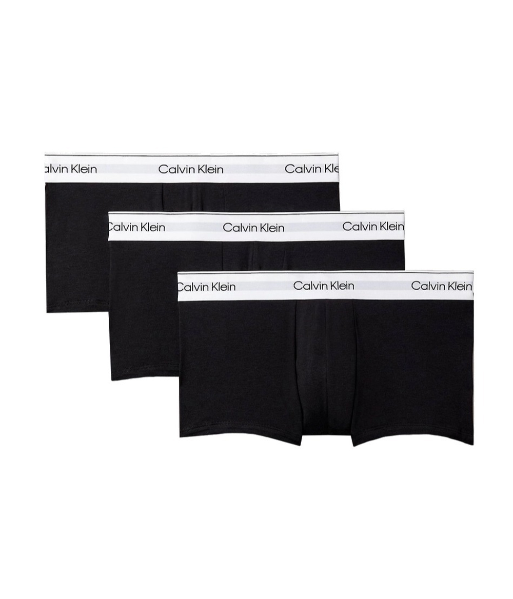 Мужские трусы боксеры-транки Calvin Klein Modern Cotton Stretch 3-Pack Low Rise Black