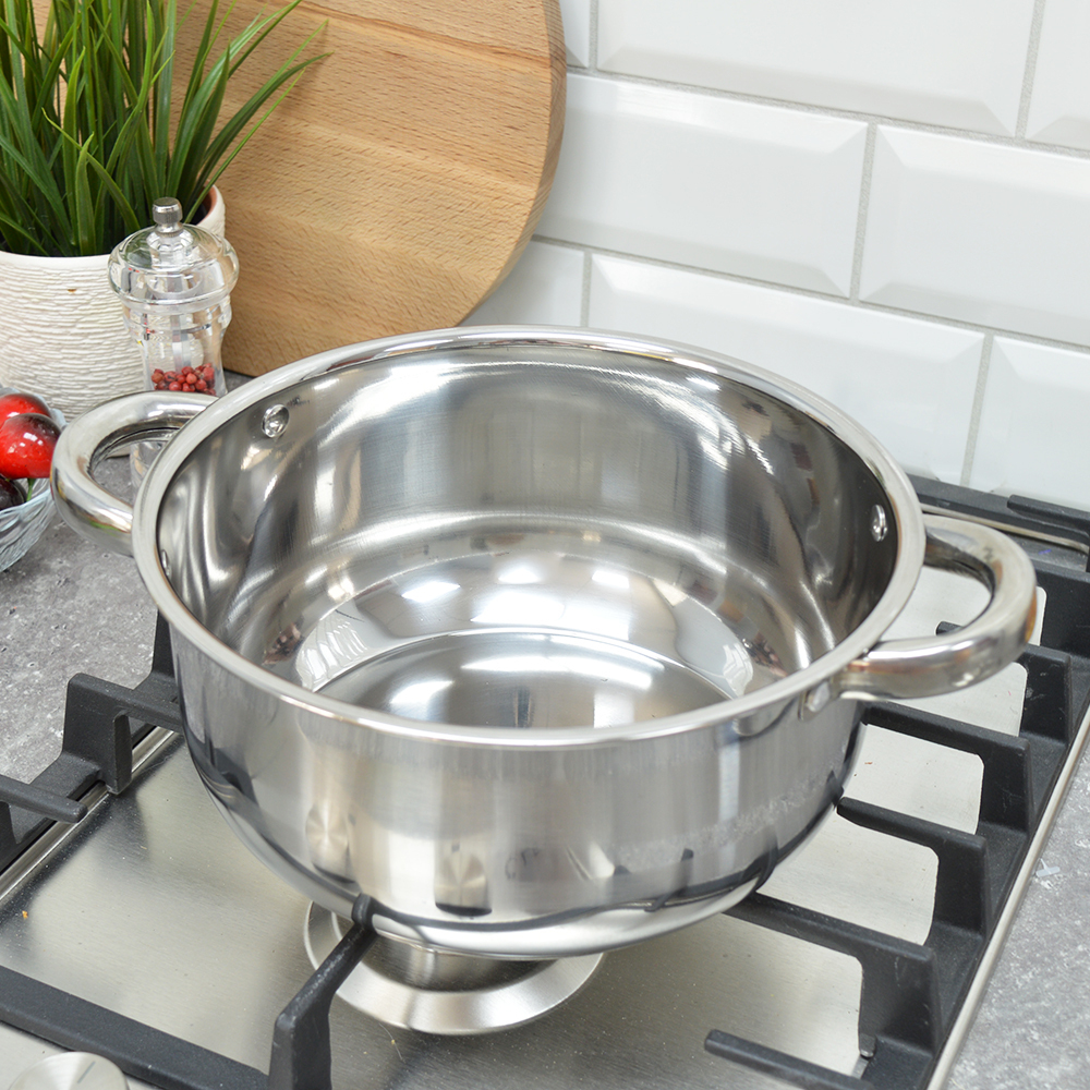 Кастрюля 2,3л 22см из нержавеющей стали, индукционное дно