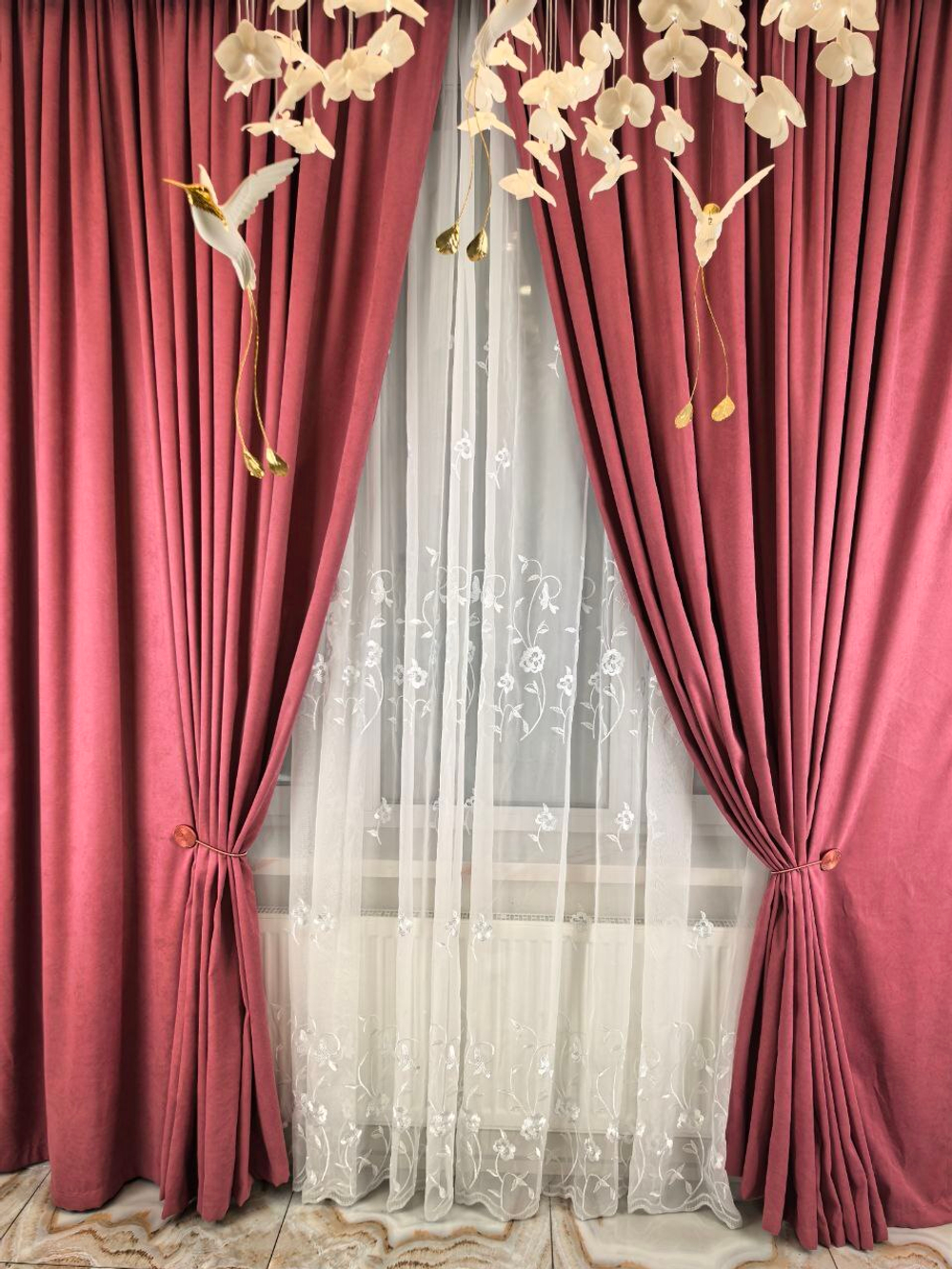 Комплект штор BlessLight Портьеры Канвас 280х100 1 шт. Брусничный