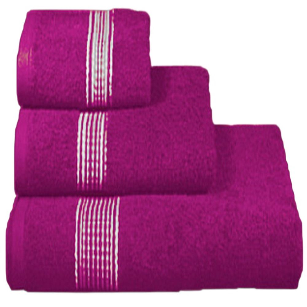 Набор из 3-х махровых полотенец "П37. Косичка" в упаковке, цвет фуксия, 100% хлопок, Россия.