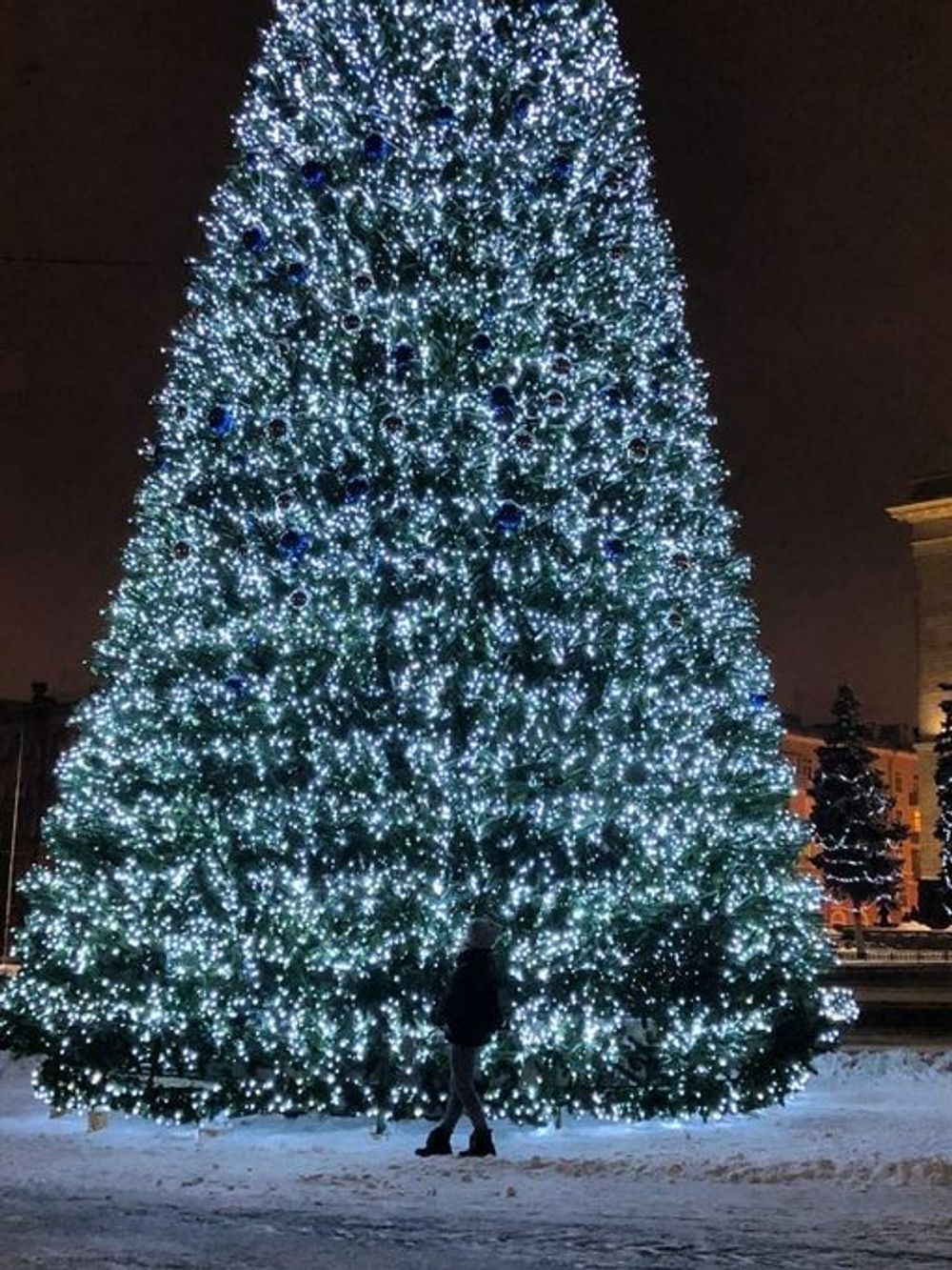 Светодинамическая елка каркасная - встроенная гирлянда: холодный свет - "Уральская" высота от 4 до 30 м