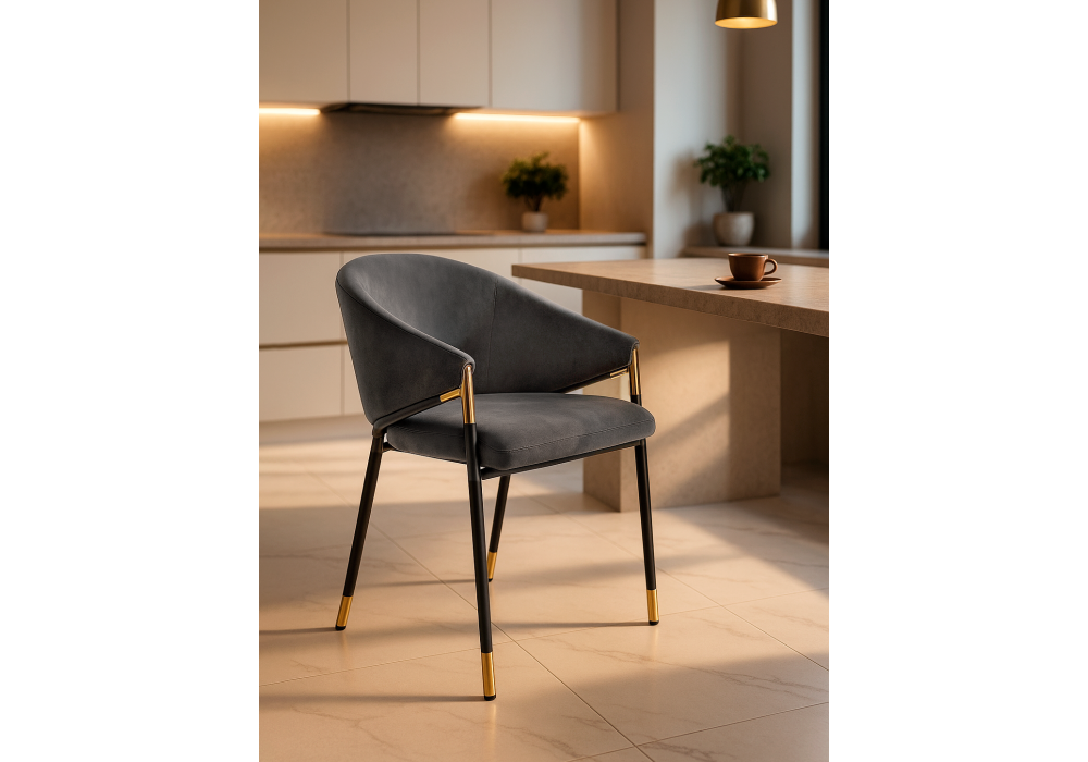 Стул на металлокаркасе Woodville Molton gray, black/ gold