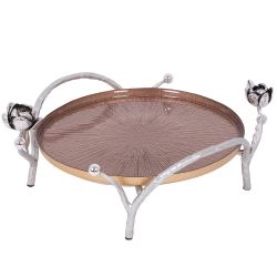 Фруктовница-конфетница Нимфея (поднос) Античное Серебро Шоколадный