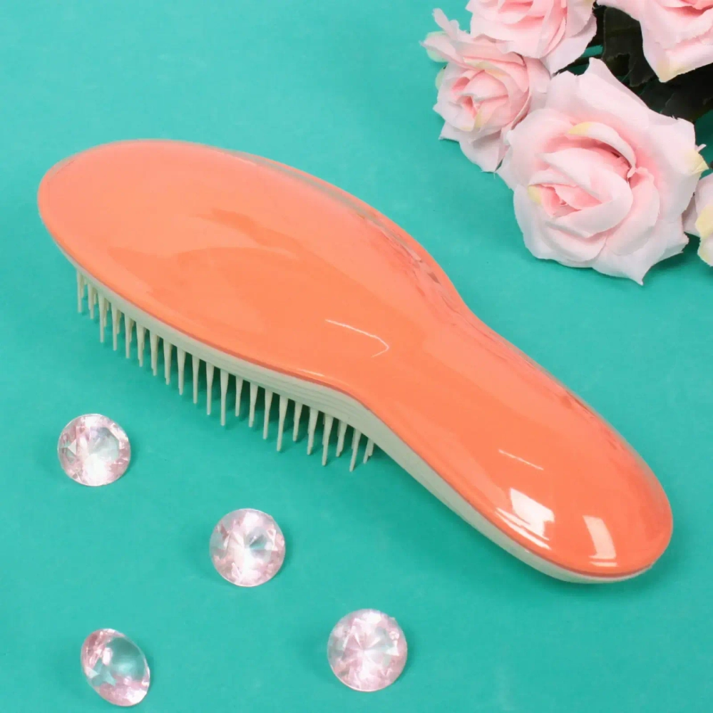 Расческа массажная компактная «Manhattan style», цвет оранжевый/белый, 20,5*7,5см