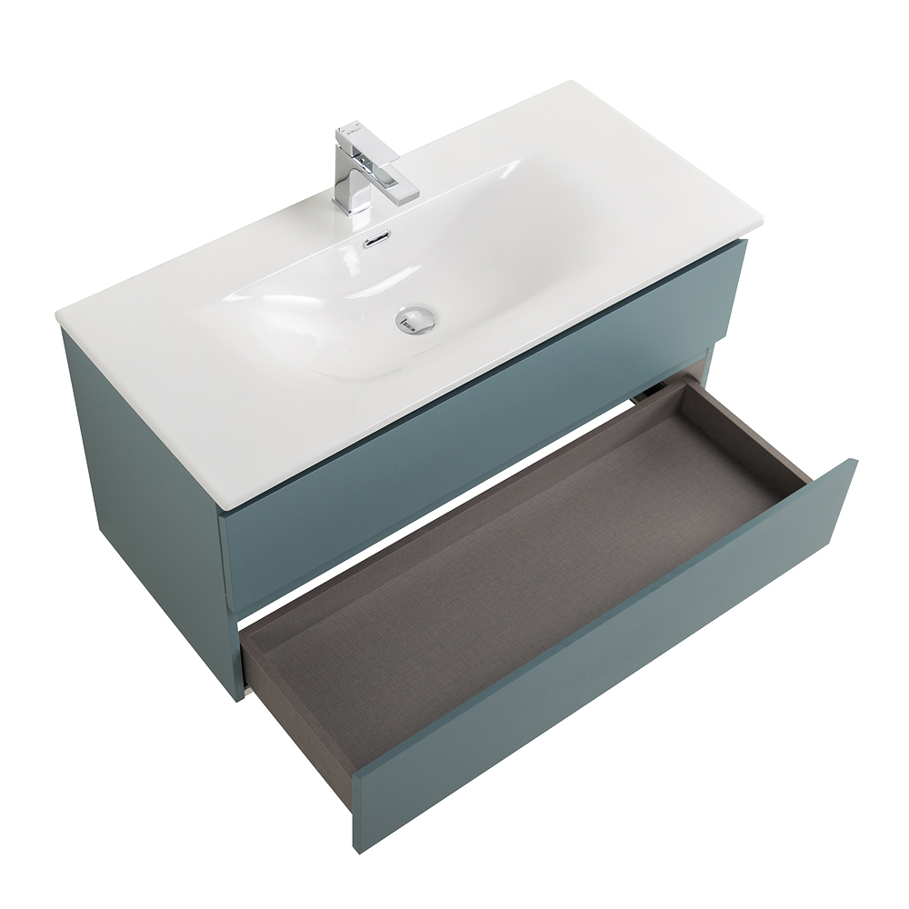 Тумба с раковиной подвесная BelBagno KRAFT-900-2C-SO-AO Голубой матовый, раковина белая BB-8099-90