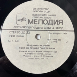 Винтажная виниловая пластинка LP Владимир Кузьмин Пока Не Пришел Понедельник Until Monday (СССР 1989)