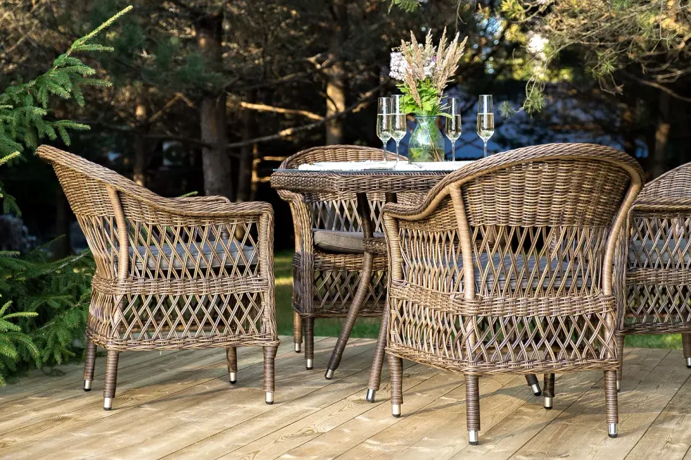 "Сицилия" обеденная группа плетеная, цвет коричневый