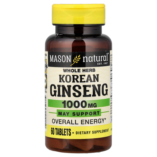 Mason Natural, корейский женьшень из цельного растения, 60 таблеток
