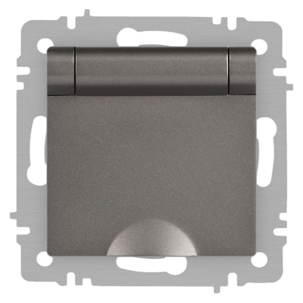 Розетка Intro Accent 6-203-09 с заземлением 2P+E Schuko с крышкой 16А-250В IP20 СУ AL/CU титан