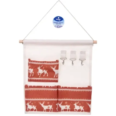 Карман настенный на 3 секции «ИДЕЯДОМА», принт новогодний, цвет как на фото, 34*30см (лейбл Селфи)