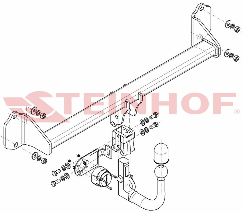 Фаркоп Steinhof B-081 для BMW X1 F48 2015-, BMW 2-Series Active Tourer F45 2014-, BMW 2-Series Gran Tourer F46 2015-(паспорт и сертификат в комплекте)(без электрики)