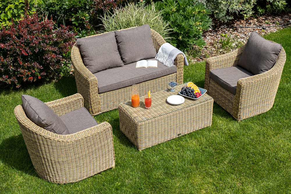 "Кон Панна" лаунж-зона из искусственного ротанга, цвет соломенный