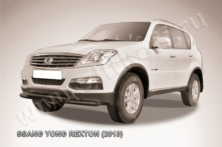 Защита переднего бампера SsangYong Rexton (2012-2017) d57+d57 серебристая