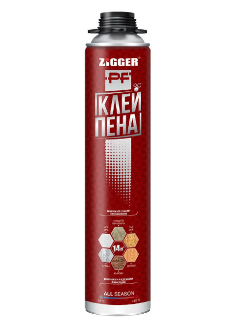 Клей-пена профессиональная всесезонная "ZIGGER PF" 750мл/830г, 01-03-41---